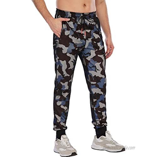 SHURONG Men's Lounge Camo Athletic Training Pants Jogger Sweatpants with Zipper Pockets