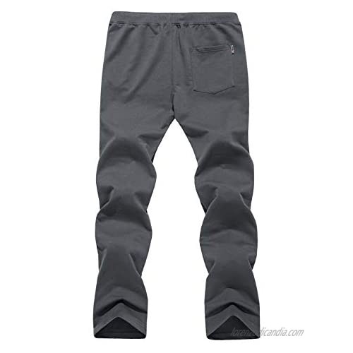 TACVASEN Men's Cotton Running Pants Gym Workout Jogger Sweatpants Zipper Pockets