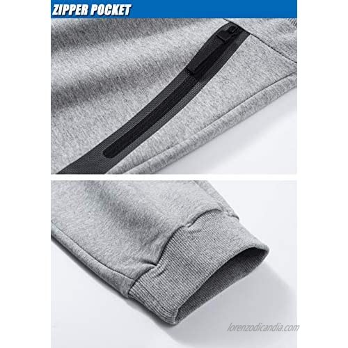 TACVASEN Men's Pants Cotton Running Gym Workout Jogger Sweatpants Zipper Pockets