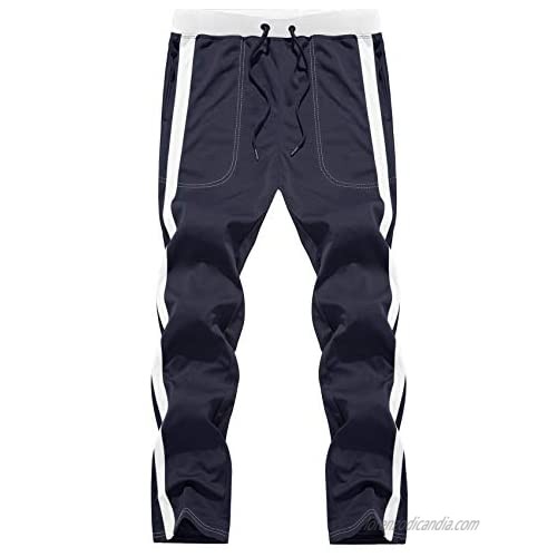 TACVASEN Men's Sweatpants with Pockets Mesh Athletic Workout Jogger Running Pants Striped