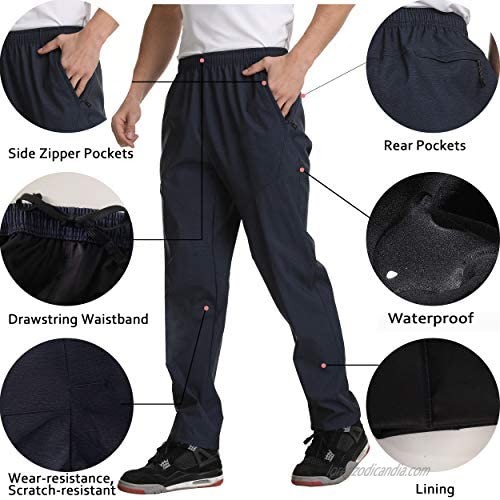 YUSHOW Summer Pants for Men Lightweight Joggers Men Fishing Hiking Waterproof Outdoor Pants with Elastic Waist & Pockets