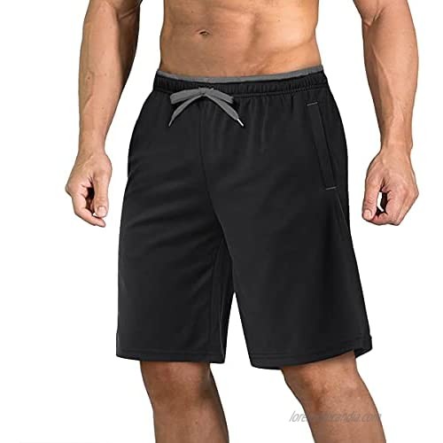 CRYSULLY Men's Drawstring Quick Dry Athletic Mesh Running Gym Shorts with Pockets