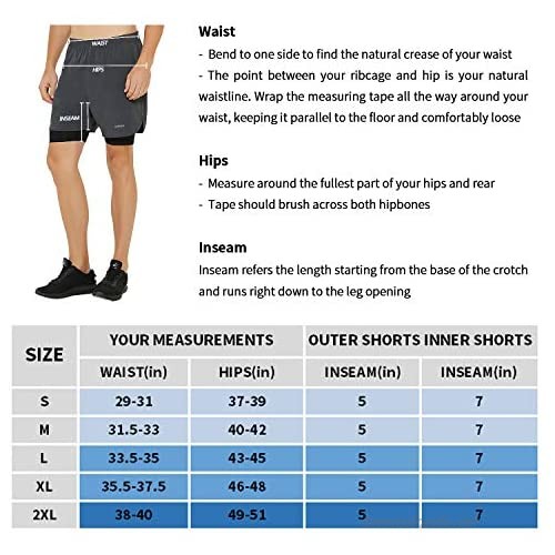 DEMOZU Men's 2 in 1 Running Shorts 5 Inch Quick Dry Athletic Workout Gym Shorts with Phone Pocket
