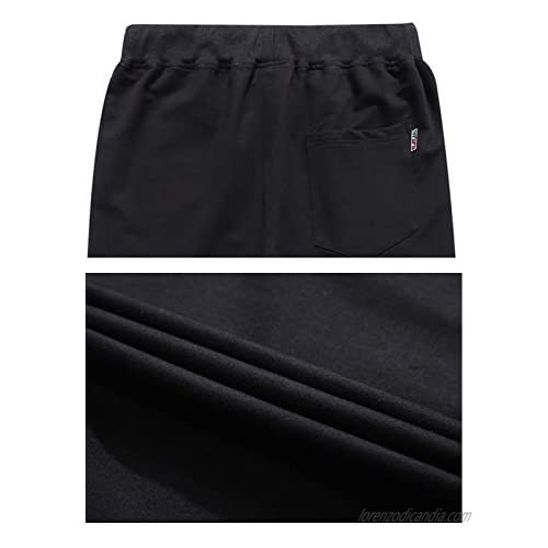 Flygo Men's Cotton Casual Shorts 3/4 Jogger Capri Pants Below Knee Cropped Pants Zipper Pockets