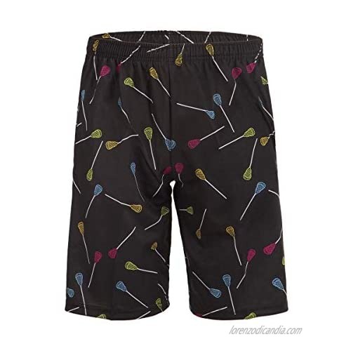 Lacrosse Shorts - Neon Sticks Pattern  Knee Length with Deep Pockets