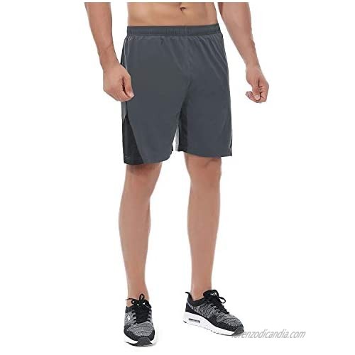 LAZALAM Men's 7" Athletic Running Shorts Quick Dry Mesh Liner Zipper Pockets Traning Pace Shorts