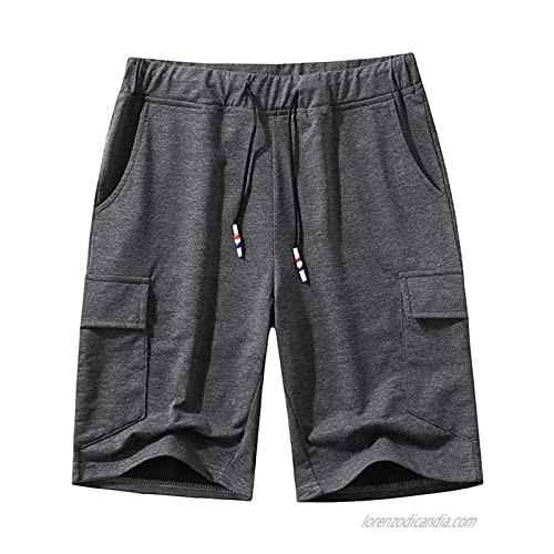 SAMACHICA Men's Casual Cotton Drawstring Shorts Jogger Gym Workout Short Pants with Elastic Waist and Pockets