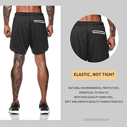 TMEOG Men Shorts Men’s Shorts with Pockets Quick Dry Shorts Breathable Double Layer Running Gym Pants with Built-in Pocket