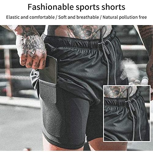 TMEOG Men Shorts Men’s Shorts with Pockets Quick Dry Shorts Breathable Double Layer Running Gym Pants with Built-in Pocket
