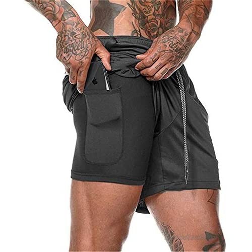 TMEOG Men Shorts  Men’s Shorts with Pockets Quick Dry Shorts  Breathable Double Layer Running Gym Pants with Built-in Pocket