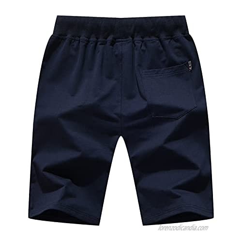 Uni Clau Mens Shorts Casual Comfy Workout Shorts Drawstring Summer Beach Shorts with Zipper Pockets
