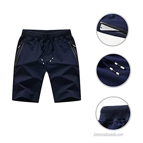 Uni Clau Mens Shorts Casual Comfy Workout Shorts Drawstring Summer Beach Shorts with Zipper Pockets