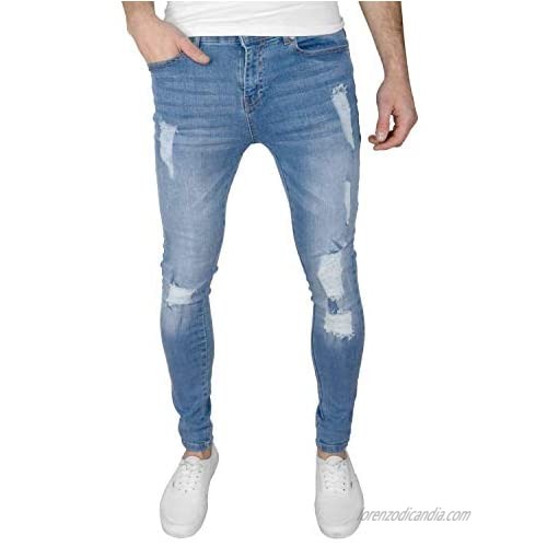 F&H Razor Mens Ripped Super Skinny Fit Stretch Denim Jeans