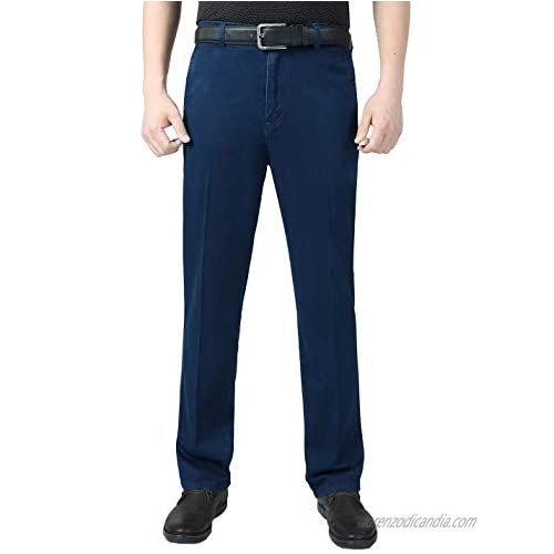 Locachy Men's Regular Fit Casual Straight Jeans Business Denim Pants