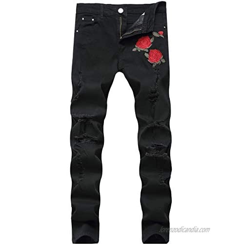Wedama Men's Skinny Ripped Fit Destroyed Distressed Stretch Slim Jeans Pants
