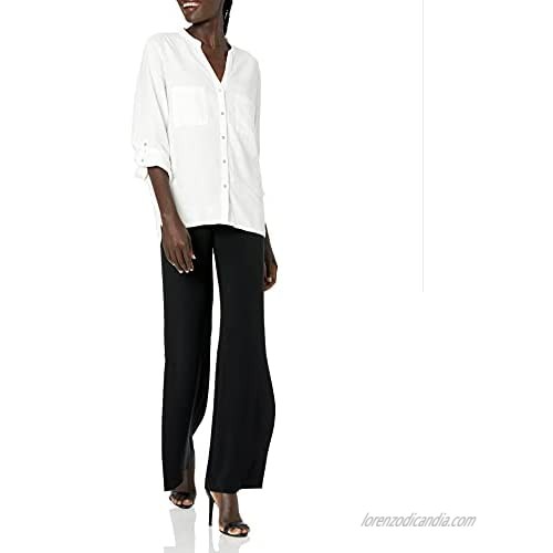 Anne Klein Jeans Women's Cammie Roll Tab Sleeve Button Down Shirt