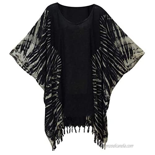 ATM Tie Dye Poncho Caftan Kaftan Tunic Blouse Cover Up Handmade Plus Size