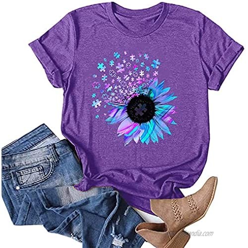 Womens Short Sleeve Tops Cusual Sunflower Graphic Tees Vintage Shirts Blouses