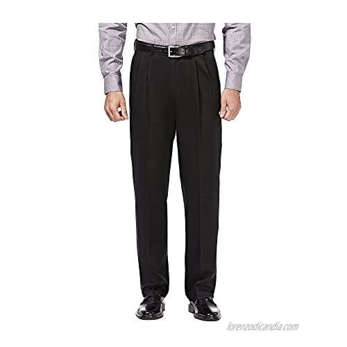 Haggar Men's Premium No Iron Khaki Flat Front Pant  Black  40-31