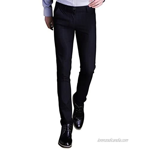INFLATION Mens Plaid Dress Pants  Wrinkle-Free Stretch Slim Fit Elastic Suit Pants Trousers