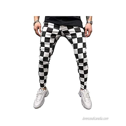 Mens Chinos Mens Hip Hop Premium Slim Fit Track Pants Stretch Flat-Front Skinny Dress Pants Athletic Jogger Bottom