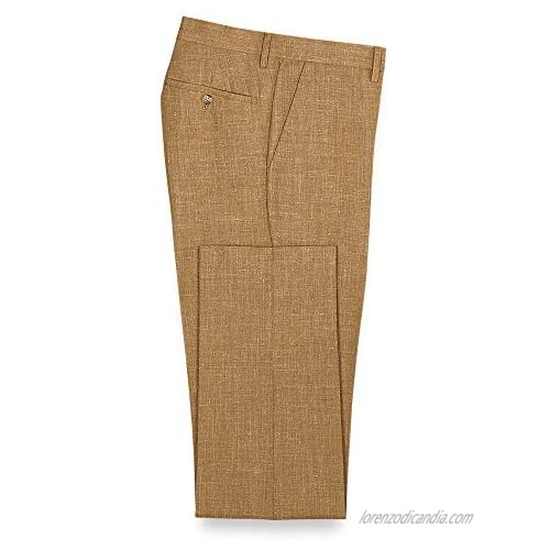 Paul Fredrick Men's Wool Silk and Linen Flat Front Suit Pants