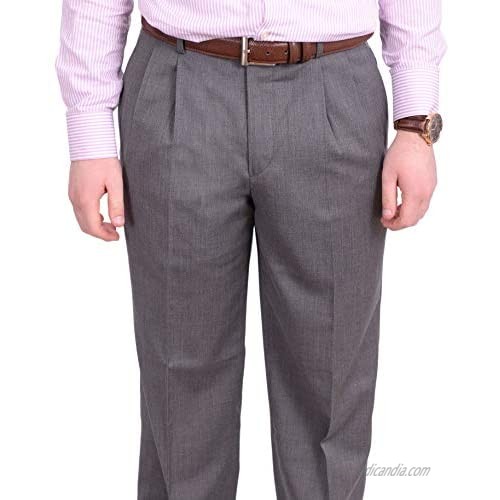 Stafford Classic Fit Light Gray Heather Double Pleated Wool Dress Pants