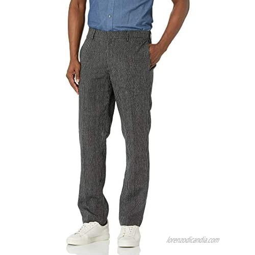 Cubavera Men's Y/D Linen Narrow Stripe Ff Flat Front Pant