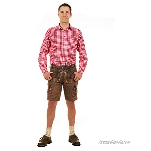 Edelnice Trachtenmode Bavarian Traditional Short Leather Trousers Thomas Lederhosen with Belt