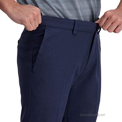 Haggar Men's Cool Right Performance Flex Stria Straight Fit Flat Front Pant