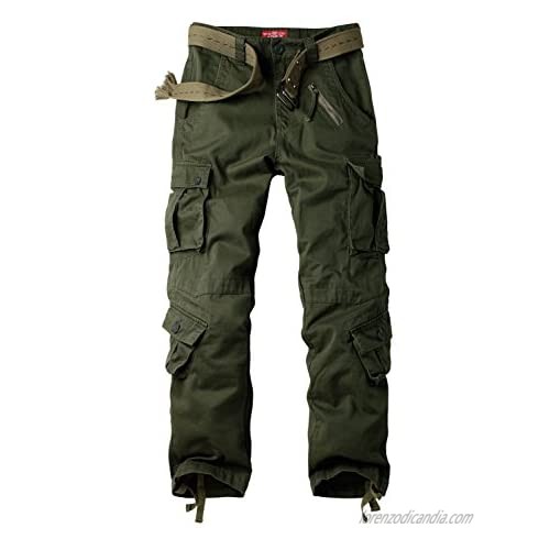 Hellmei Men's Casual Cargo Pants Relaxed Fit Cotton Pants with Multi-Pockets Tactical Outdoor Combat Pants