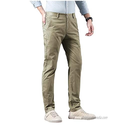 HXR Men's Elastic TikTok Slim fit Pockets Washed Chino Pants Perfect for Men 30WX32L