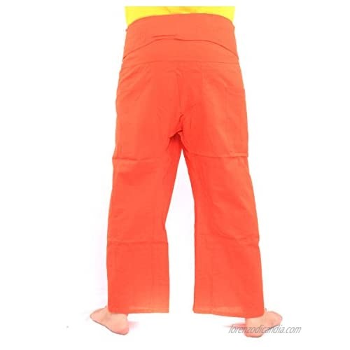 jing shop Men's Thai Fisherman Pants Solid Color with One Side Pocket