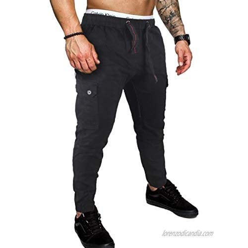 Mens Jogger Cargo Pants with Multi-Pockets Tapered Slim Fit 100% Heavy Vintage Cotton