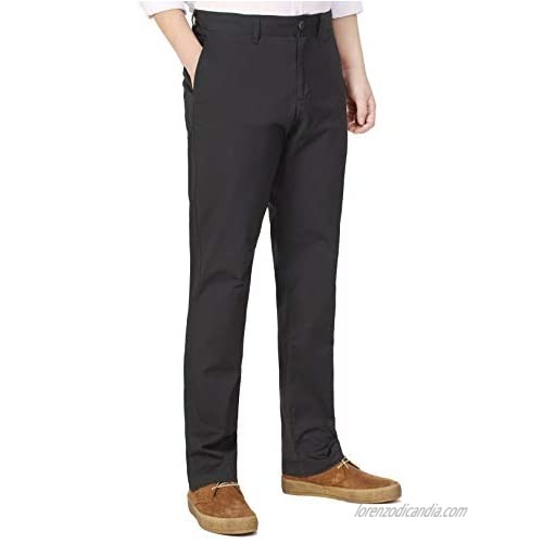 P&L Men's Straight Fit Washed Wrinkle-Free Comfort Stretch Flat Front Pants