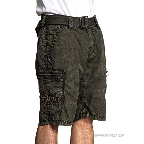 Affliction Men's Cargo Short Range Variant Multi-Pocketed Relaxed-Fit Style