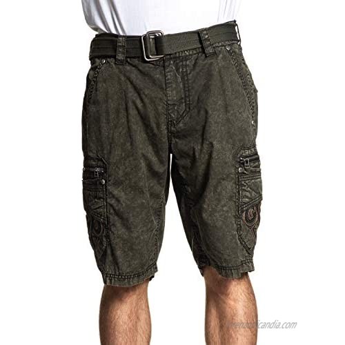 Affliction Men's Cargo Short  Range Variant  Multi-Pocketed Relaxed-Fit Style