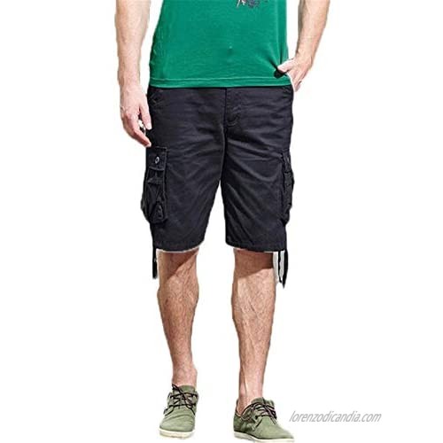 Andongnywell Mens Hipster Multi Pocket Design Loose Fit Cotton Casual Cargo Shorts with Zipper Short Pants