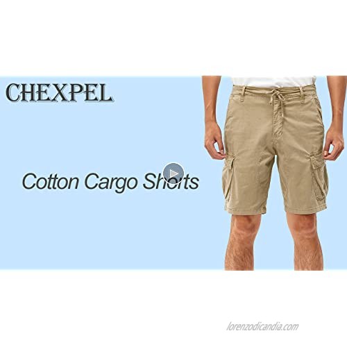 CHEXPEL Mens Cotton Cargo Shorts Relaxed Fit Multi-Pocket Outdoor Shorts
