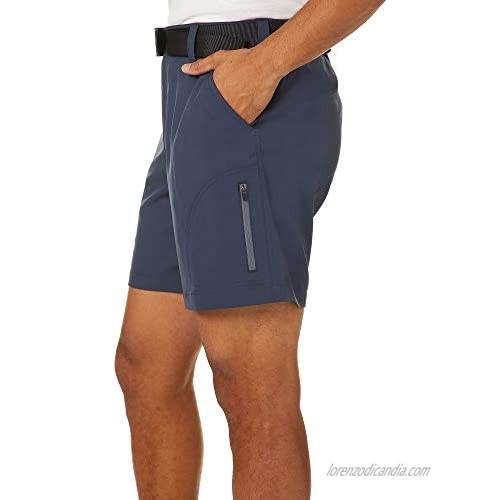 Flatwood Threads Mens Belted Solid Cargo Shorts Large Navy Blue