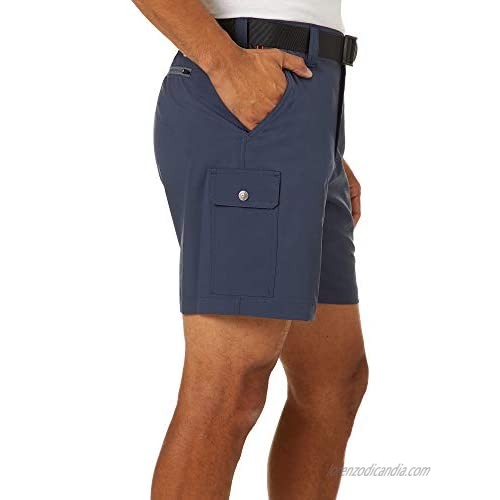 Flatwood Threads Mens Belted Solid Cargo Shorts Large Navy Blue