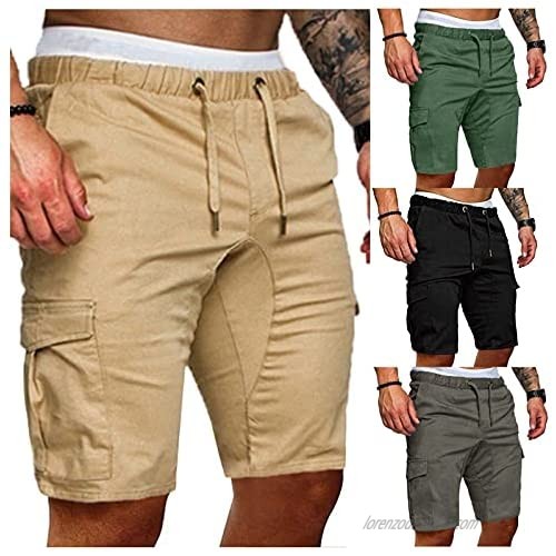 Kcocoo Men's Cargo Shorts Relaxed Fit Multi-Pockets Casual Outdoor Elastic Waist Drawstring Lightweight Workout Sweatpants