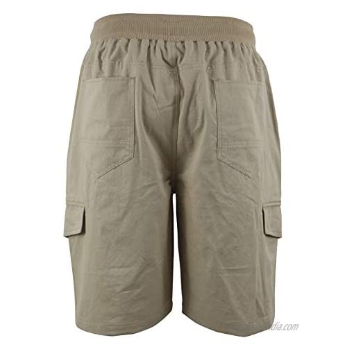 LeeHanTon Cargo Shorts for Men Summer Casual Twill Work Shorts with Elastic Waist