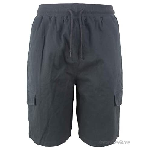 LeeHanTon Mens Relaxed Fit Cargo Shorts Elastic Waist Camo Quick Dry Casual Drawstring Hiking Shorts with Multi Pockets