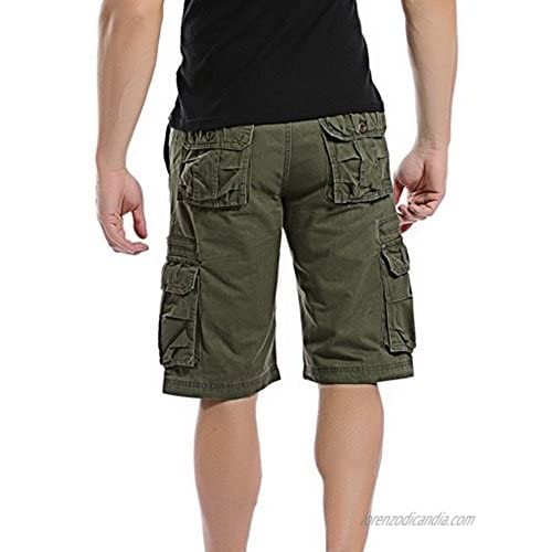 Men Cargo Shorts with Pocket Big and Tall Relaxed Fit Pure Color Outdoors Workout Beach Casual Short Pant