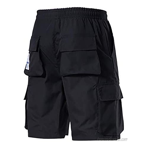 Men's Cargo Shorts Elastic Waist Relaxed Fit Multi-Pockets Casual Outdoor Lightweight Work Shorts Summer Beach Shorts