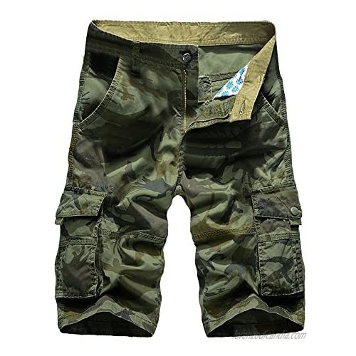 MODOQO Army Green Tactical Cargo Shorts  Camo Relaxed Fit Cotton Pant with Pocket