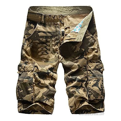 MODOQO Army Tactical Cargo Shorts  Camo Relaxed Fit Lightweight Cotton Pant with Pocket