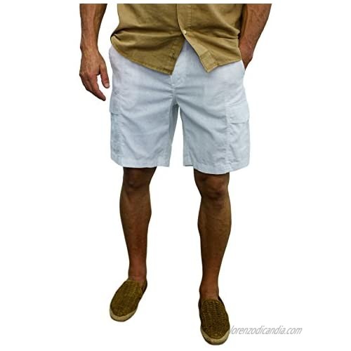 short fin Men's Linen Walking Shorts Flat Cargo Side Pockets
