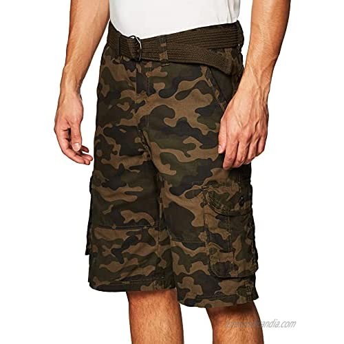 Southpole Men's All-Season Belted Ripstop Basic Cargo Short-Reg and Big & Tall Sizes Woodland 30